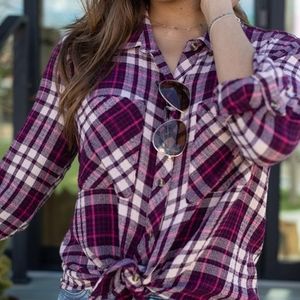 Grace & Lace Purple Plaid Shirt